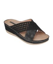 Gc Shoes Bari Black 8.5 Embellished Perforated Comfort Slide Wedge Sandals  : Target