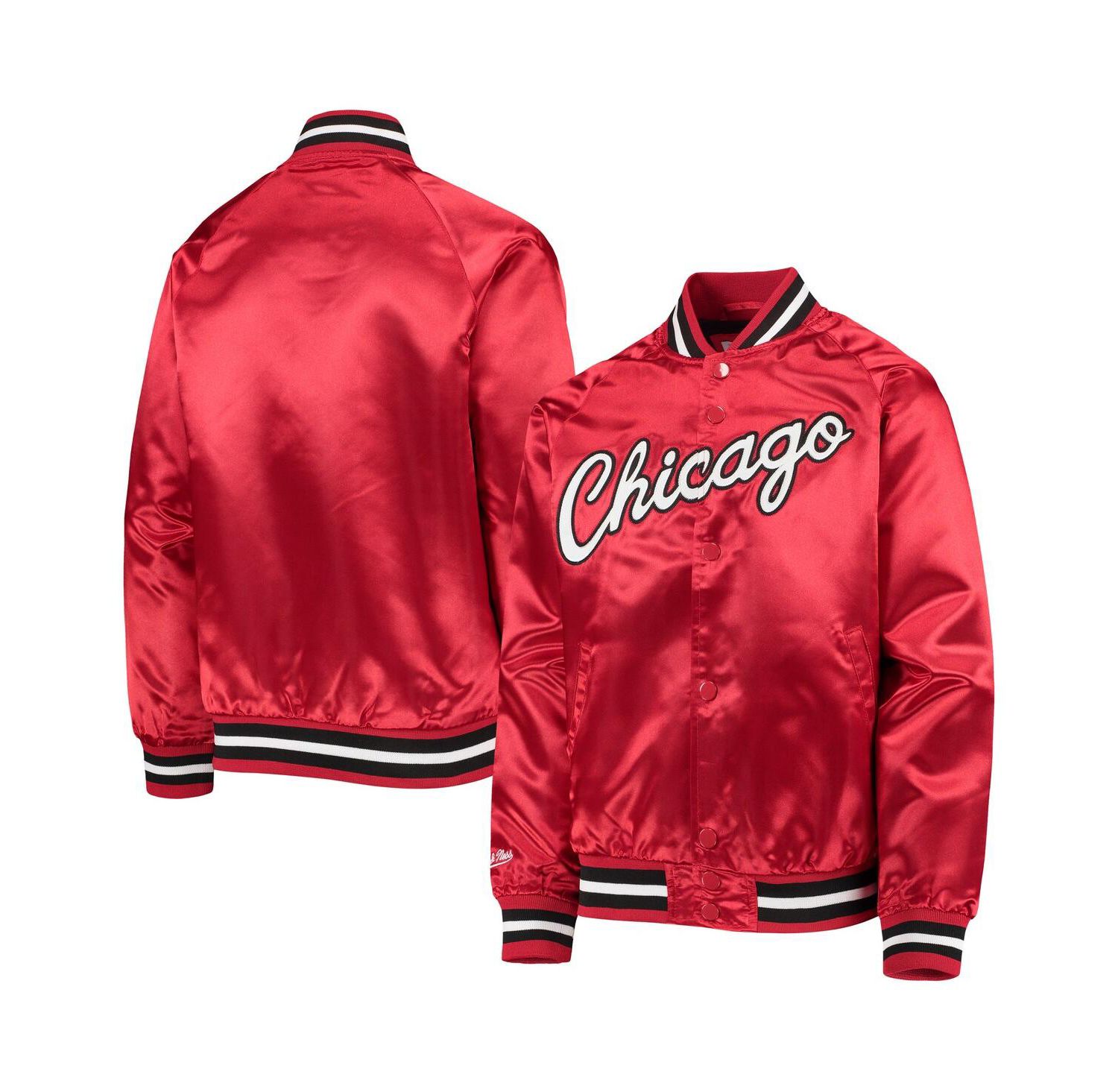Big Boys and Girls Red Chicago Bulls Hardwood Classics Satin Raglan Full-Snap Jacket