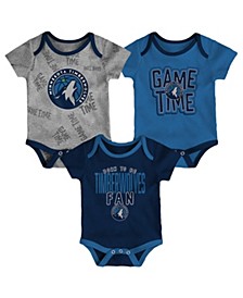 Unisex Newborn Infant Navy and Blue and Heathered Gray Minnesota Timberwolves 3-Piece Trifecta Bodysuit Set
