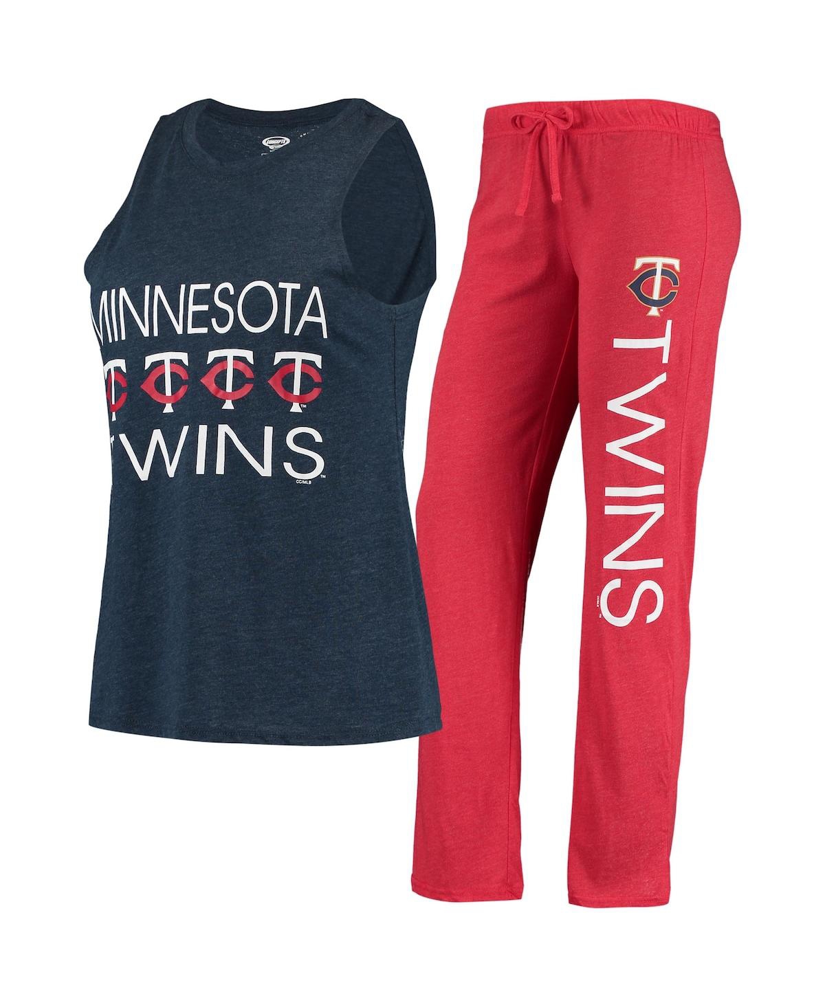 Women's Concepts Sport Red, Navy Minnesota Twins Meter Muscle Tank Top and Pants Sleep Set - Red, Navy