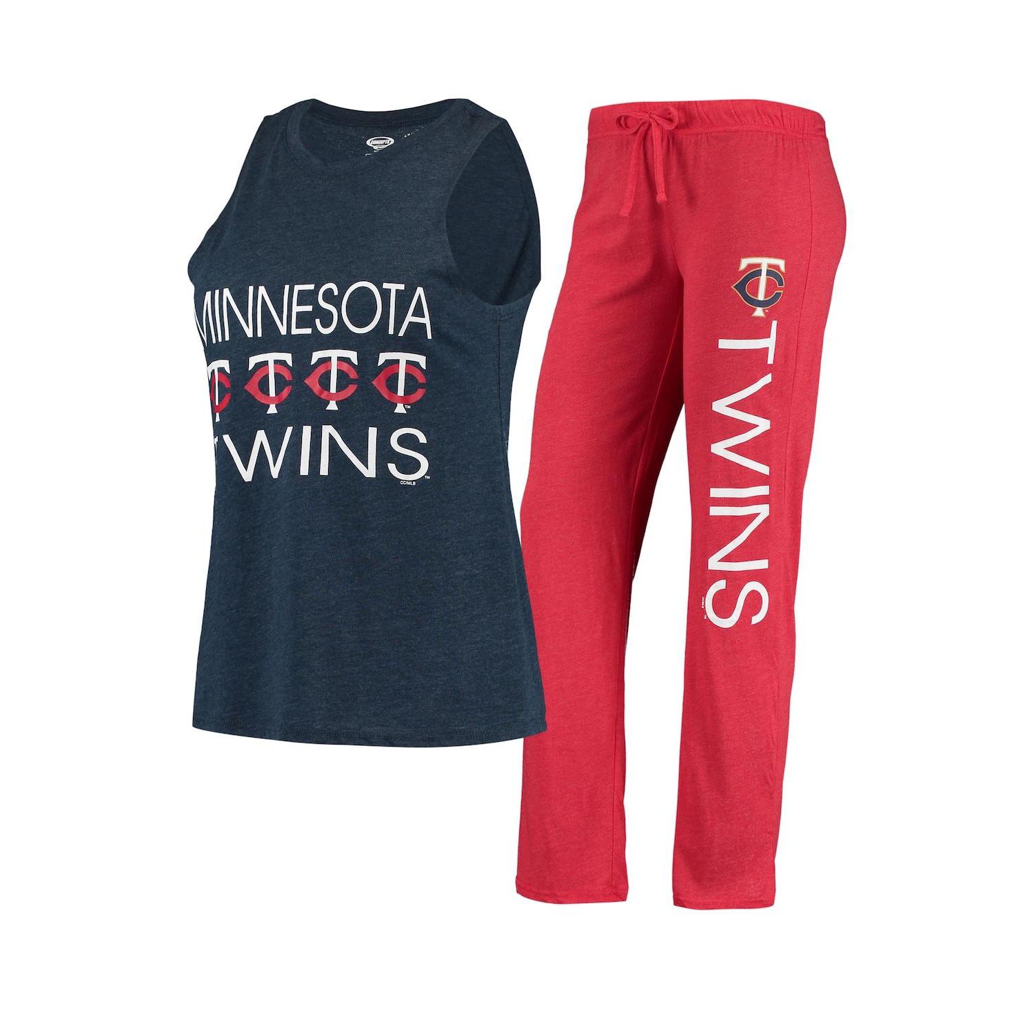 Women's Red, Navy Minnesota Twins Meter Muscle Tank Top and Pants Sleep Set