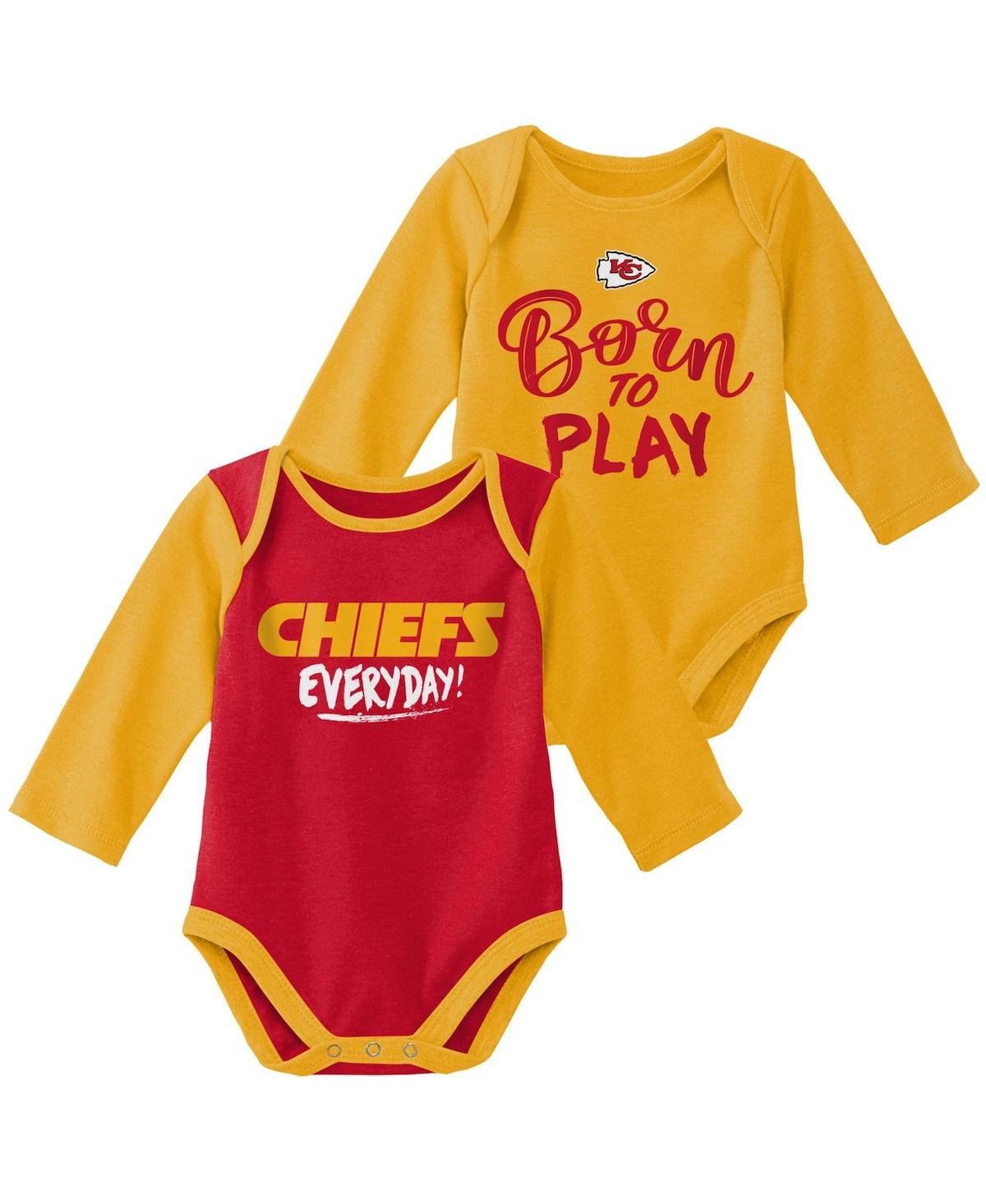 Shop Outerstuff Unisex Newborn Infant Yellow And Red Kansas City Chiefs Little Player Long Sleeve 2-pack Bodysuit Se In Yellow,red
