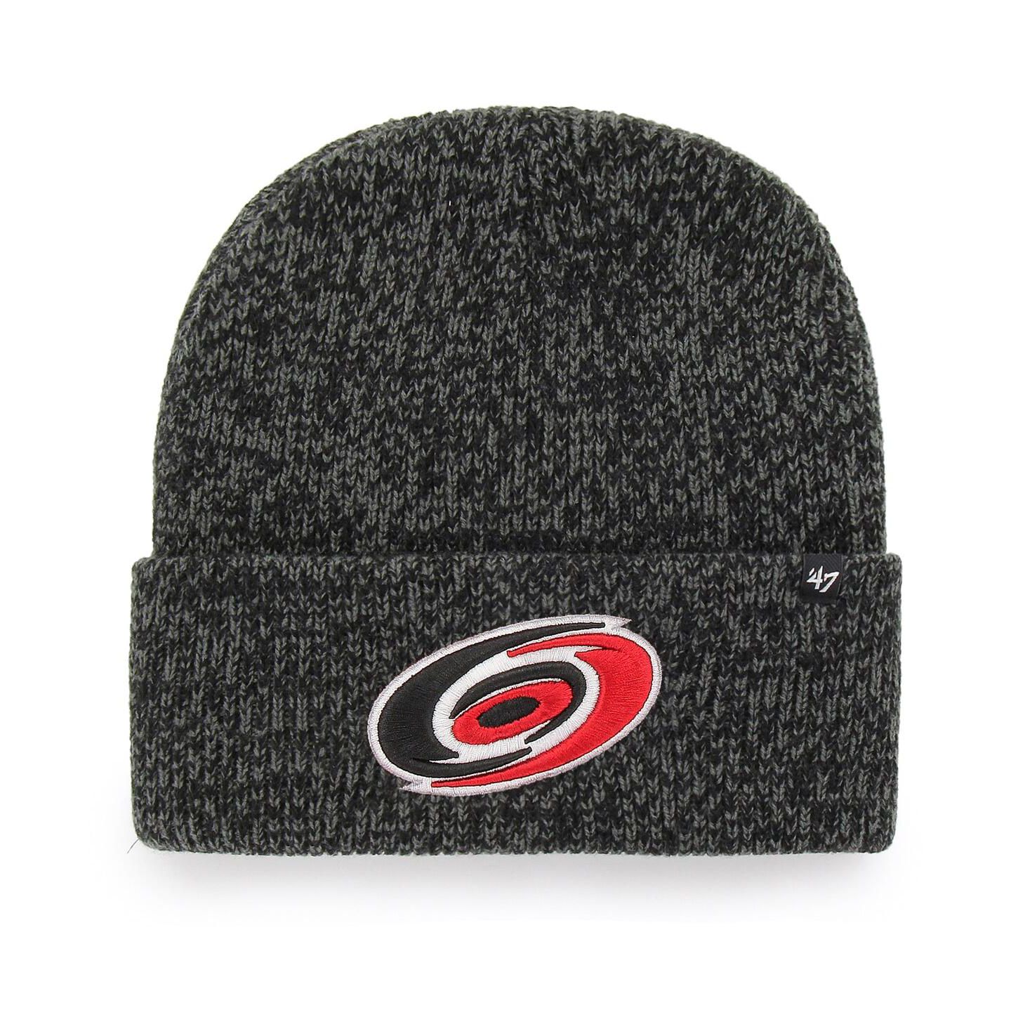 Мужская шапка '47 Brand Black Carolina Hurricanes Brain Freeze Cuffed Knit Hat — фото 1