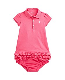 Baby Girls Ruffled Cotton Polo Dress and Bloomer, 2 Piece Set
