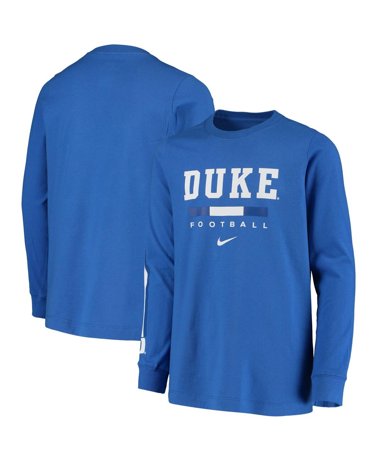 Youth Boys Nike Royal Duke Blue Devils Team Bar 2-Hit Long Sleeve T-shirt