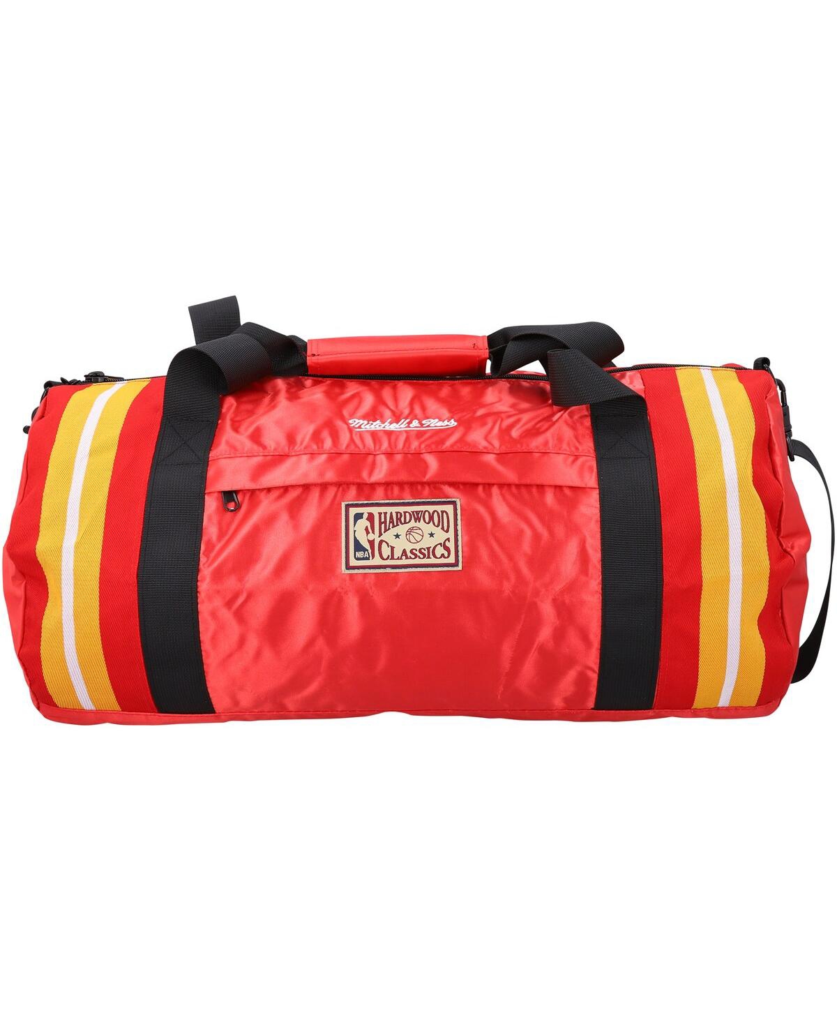 Shop Mitchell & Ness Mitchell Ness Houston Rockets Satin Duffel Bag In Red
