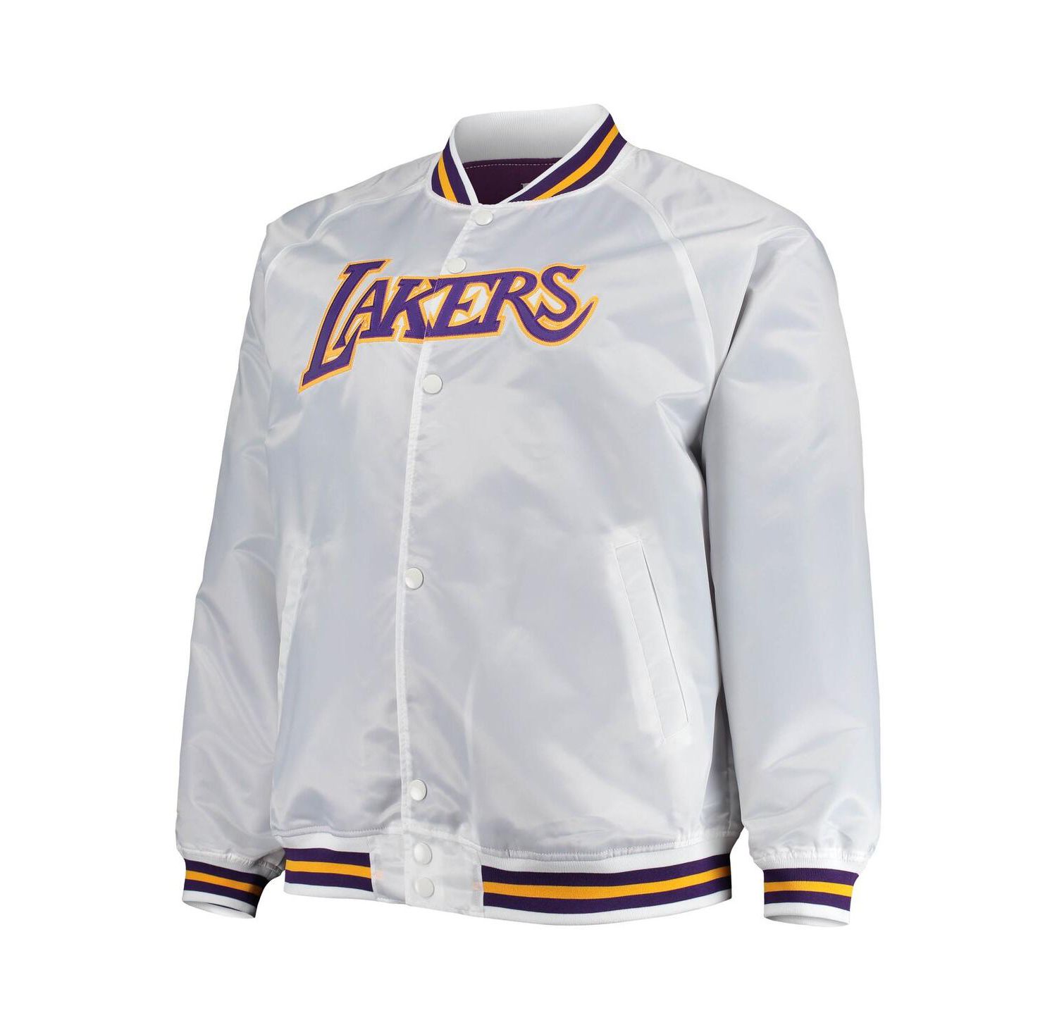 Men's White Los Angeles Lakers Big and Tall Hardwood Classics Raglan Satin Full-Snap Jacket