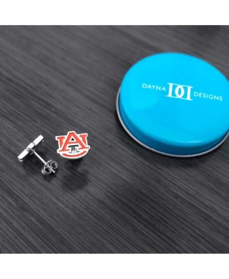 Women's Auburn Tigers Silver-Tone Enamel Post Earrings
