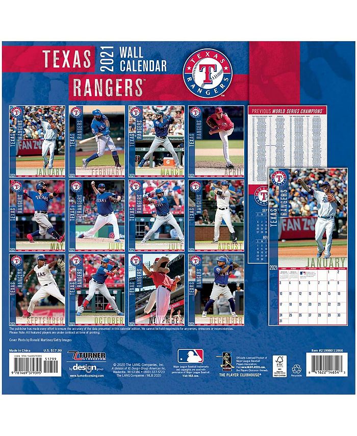 Turner Licensing Texas Rangers 2021 Wall Calendar Macy's
