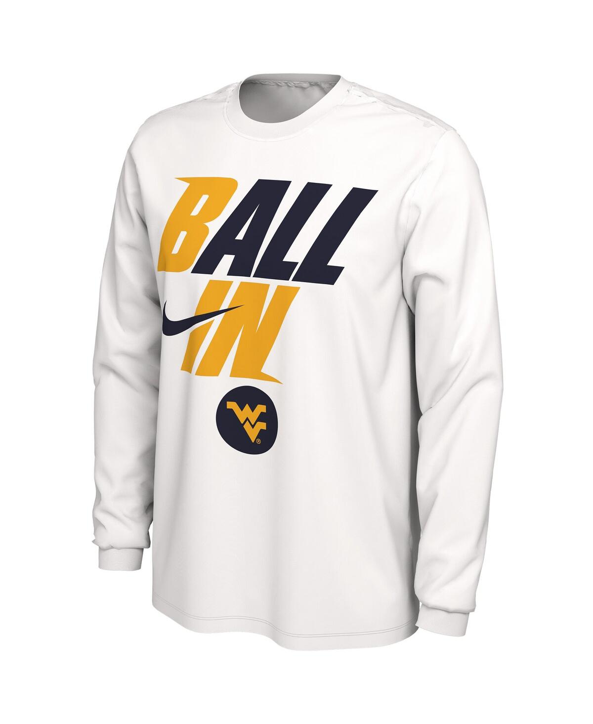 Men's NikeWest Virginia Mountaineers Ball In Bench Long Sleeve T-shirt - White