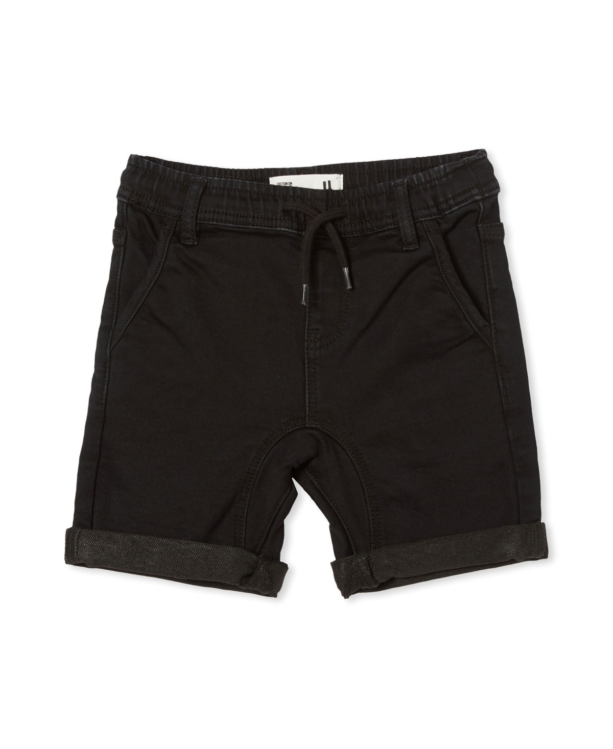 Shop Cotton On Little Boys Slouch Fit Elastic Waist Drawstring Shorts In Burleigh Black