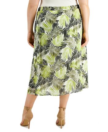 Kasper Plus Size Palm Print Pull On Maxi Skirt Macy s
