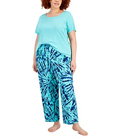 Plus Size Pajama Top & Knit Pants, Created for Macy's