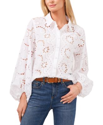 Vince Camuto - Eyelet Balloon-Sleeve Shirt