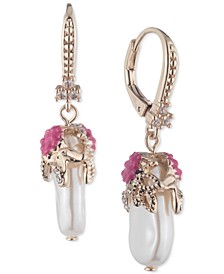 Gold-Tone Crystal & Imitation Pearl Rose Garden Drop Earrings