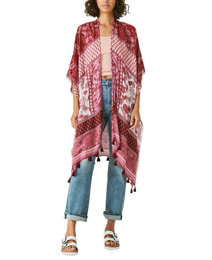 Lucky Brand Women s Printed Tasseled Kimono Macy s