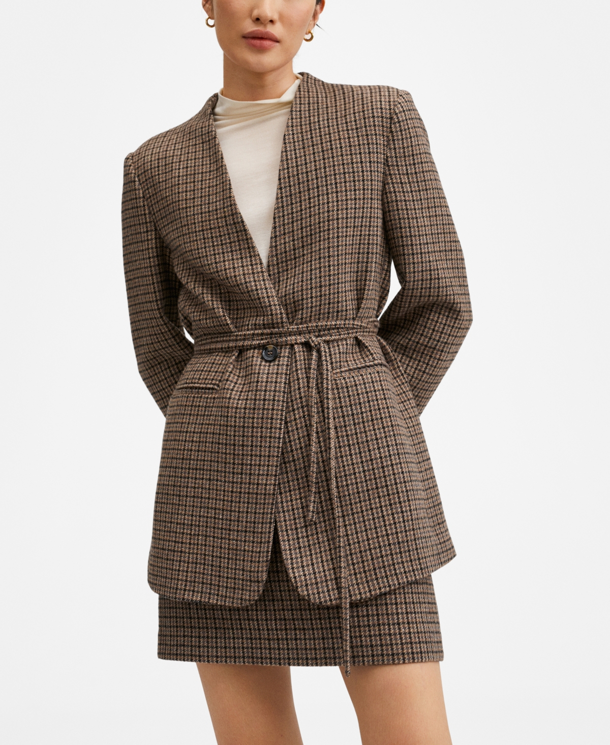 Mango Women's Belt Check Blazer