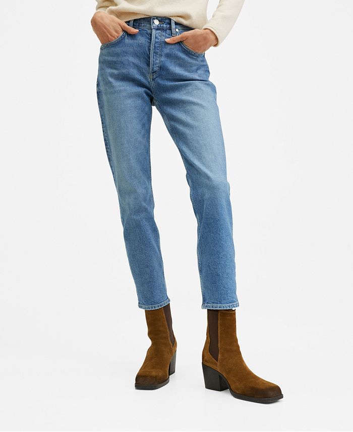 MANGO Women's Medium-Waist Cropped Slim-Fit Jeans - Macy's