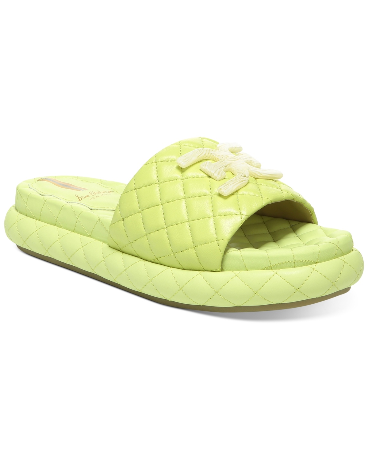 Sam Edelman Women's Karinda Quilted Emblem Slide Sandals Women's Shoes