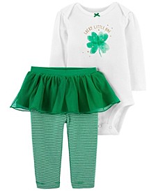 Baby Girls 2-Piece St Patrick's Day Bodysuit and Tutu Pants Set