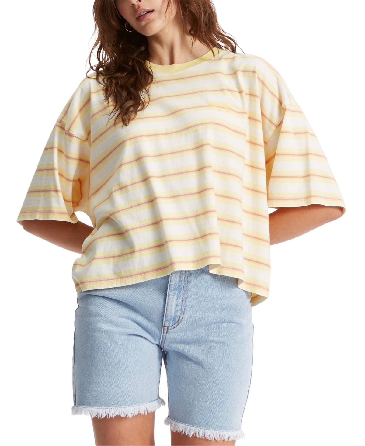 Billabong Feeling Free Stripe Cotton T-shirt In Pina Colada