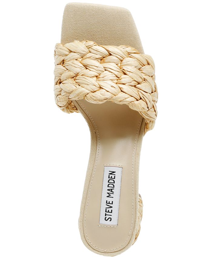 Steve Madden Women's Laveda Raffia Block-Heel Sandals - Macy's