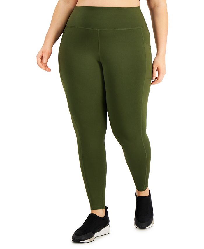 High Waisted Plus Size Pants 7/8 Length Leggings with Pockets