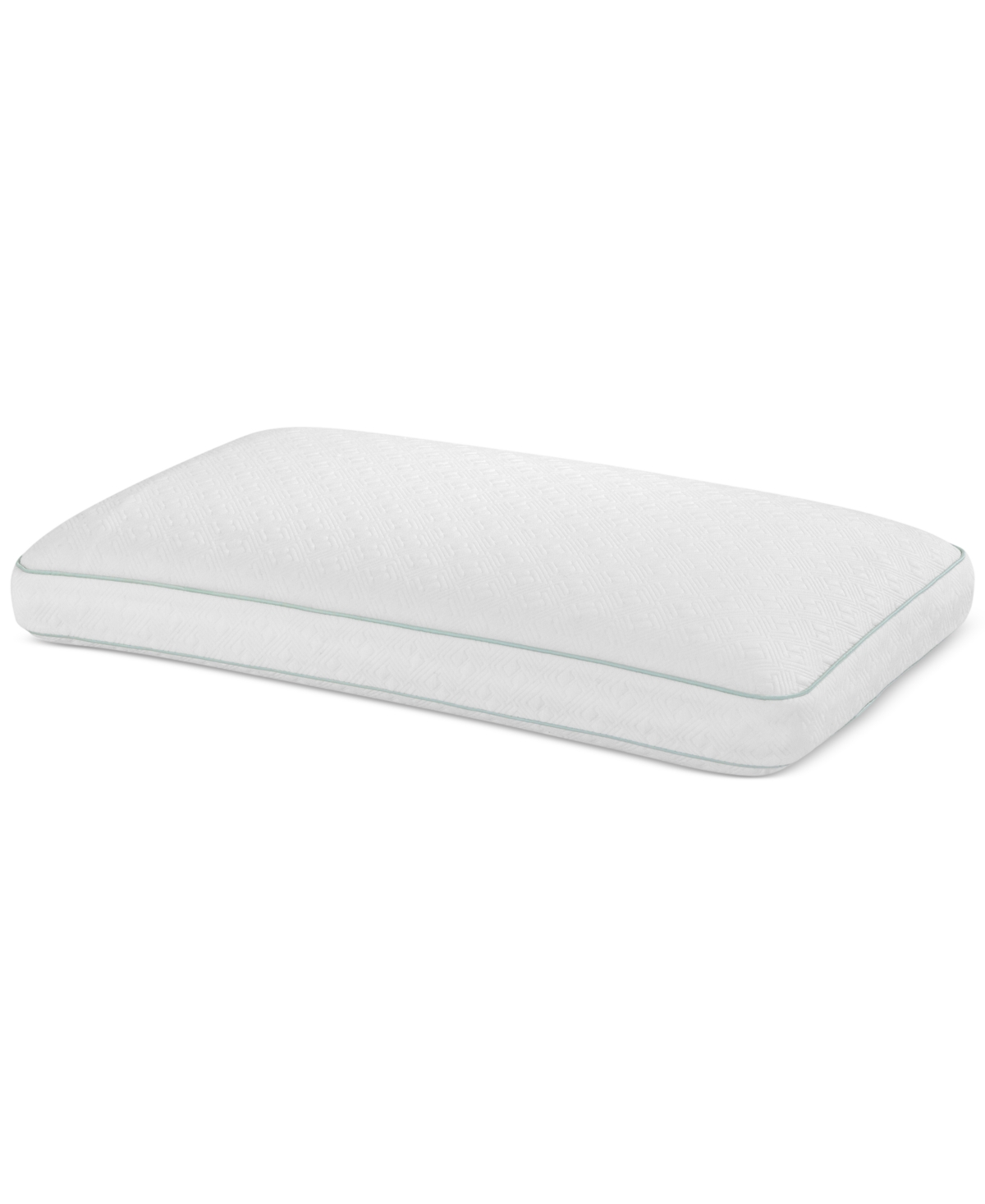 Intellisleep Natural Comfort Traditional Memory Foam Pillow, Queen, Created For Macy's In White With Green Cording