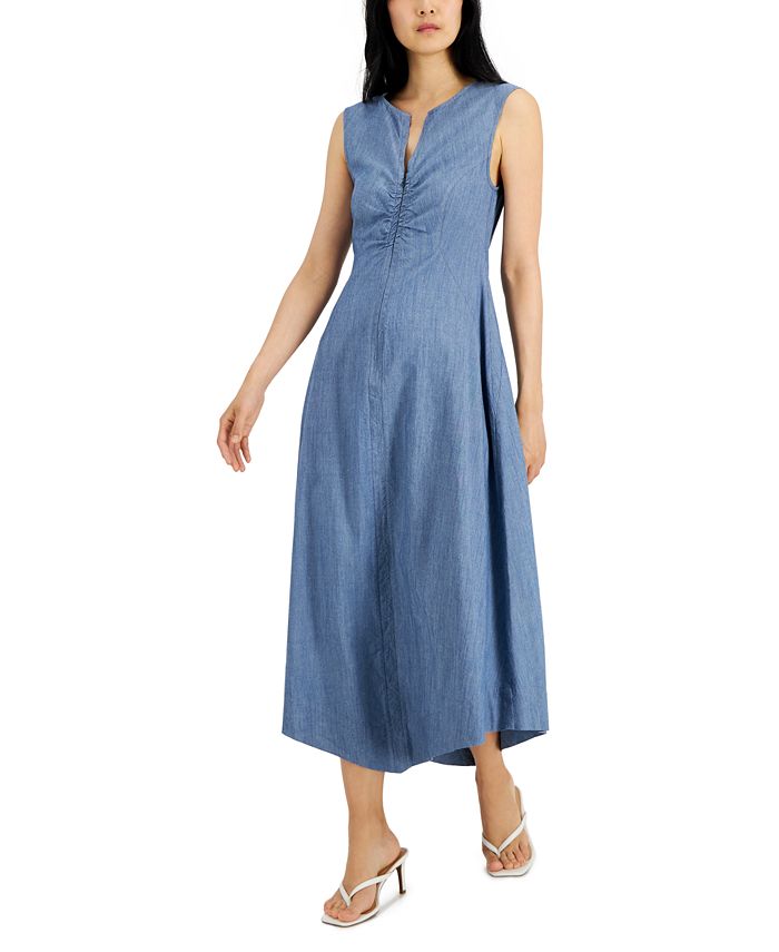 Donna Karan Zip-Front Sleeveless Dress - Macy's