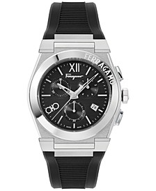 Men's Swiss Chronograph Vega Black Silicone Strap Watch 42mm