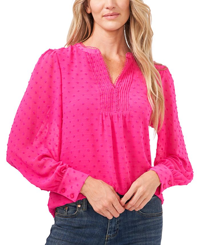 CeCe LongSleeve ClipDot Top Macy's
