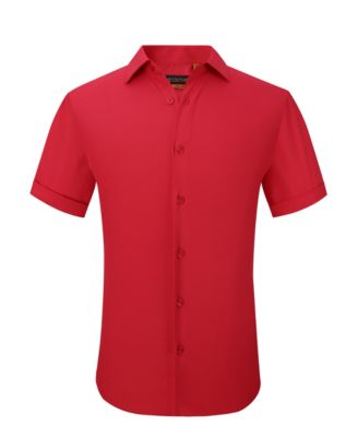Men's Slim Fit Performance Short Sleeves Solid Button Down Shirt