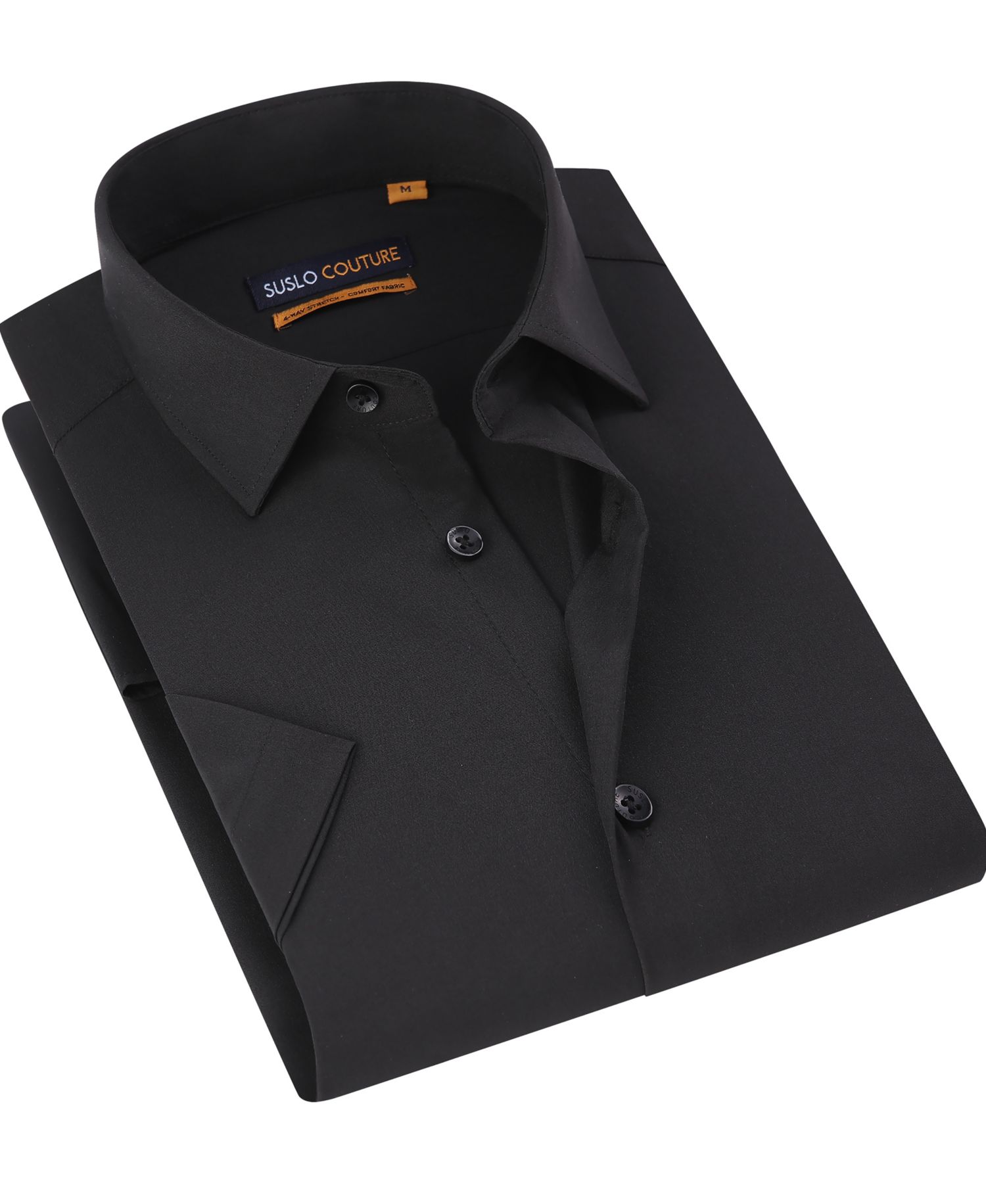 Men's Slim Fit Performance Short Sleeves Solid Button Down Shirt