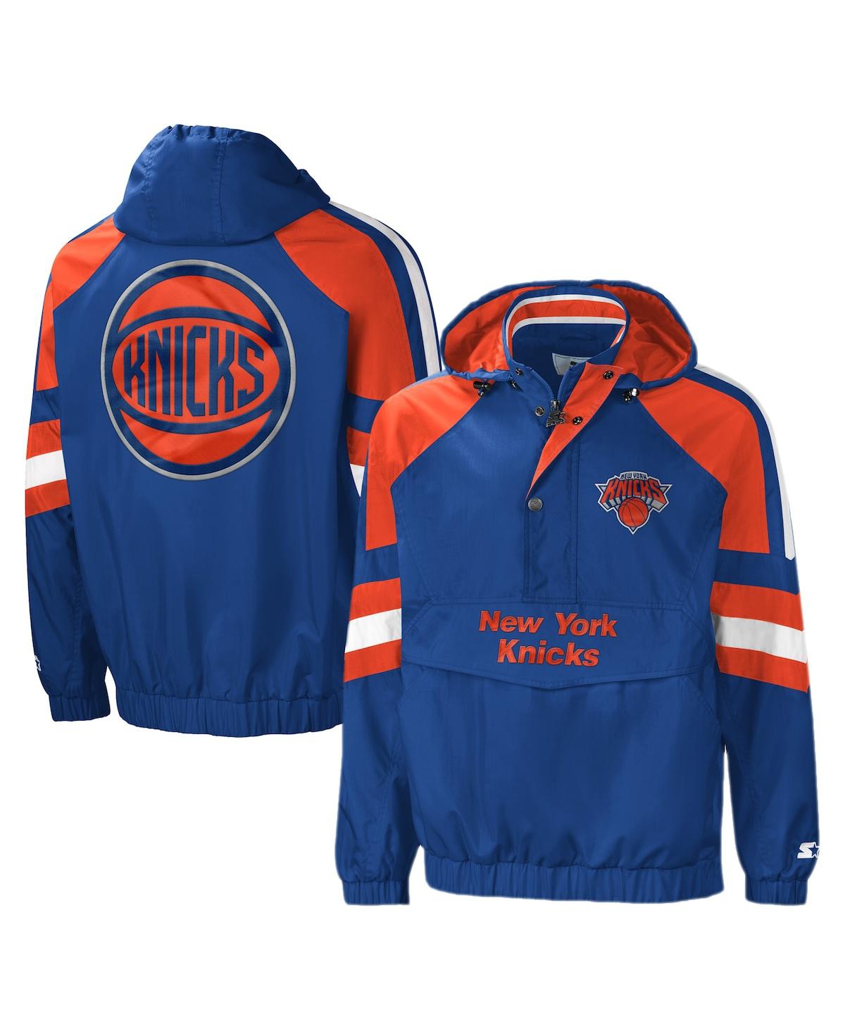 Starter Royal New York Knicks Body Check Raglan Hoodie Half-Zip Jacket