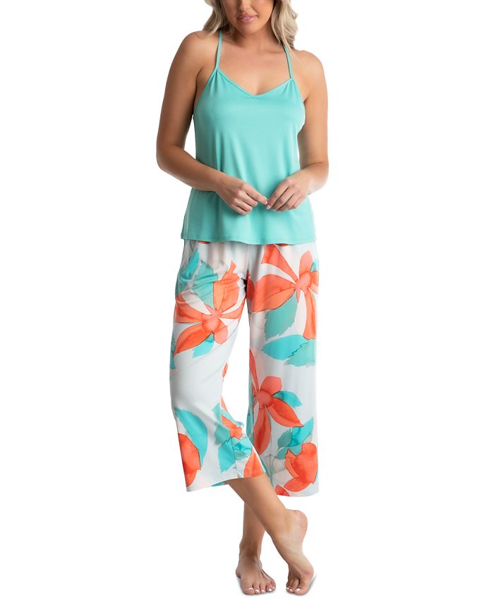 Linea Donatella Women's Mango 3Pc. Wrap, Tank & Capri Pajama Set Macy's
