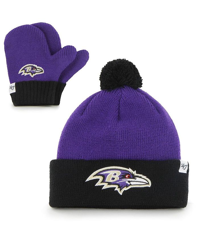 47 Brand Toddler Unisex Purple and Black Baltimore Ravens Bam Bam Cuffed Knit  Hat with Pom and Mittens Set - Macy's