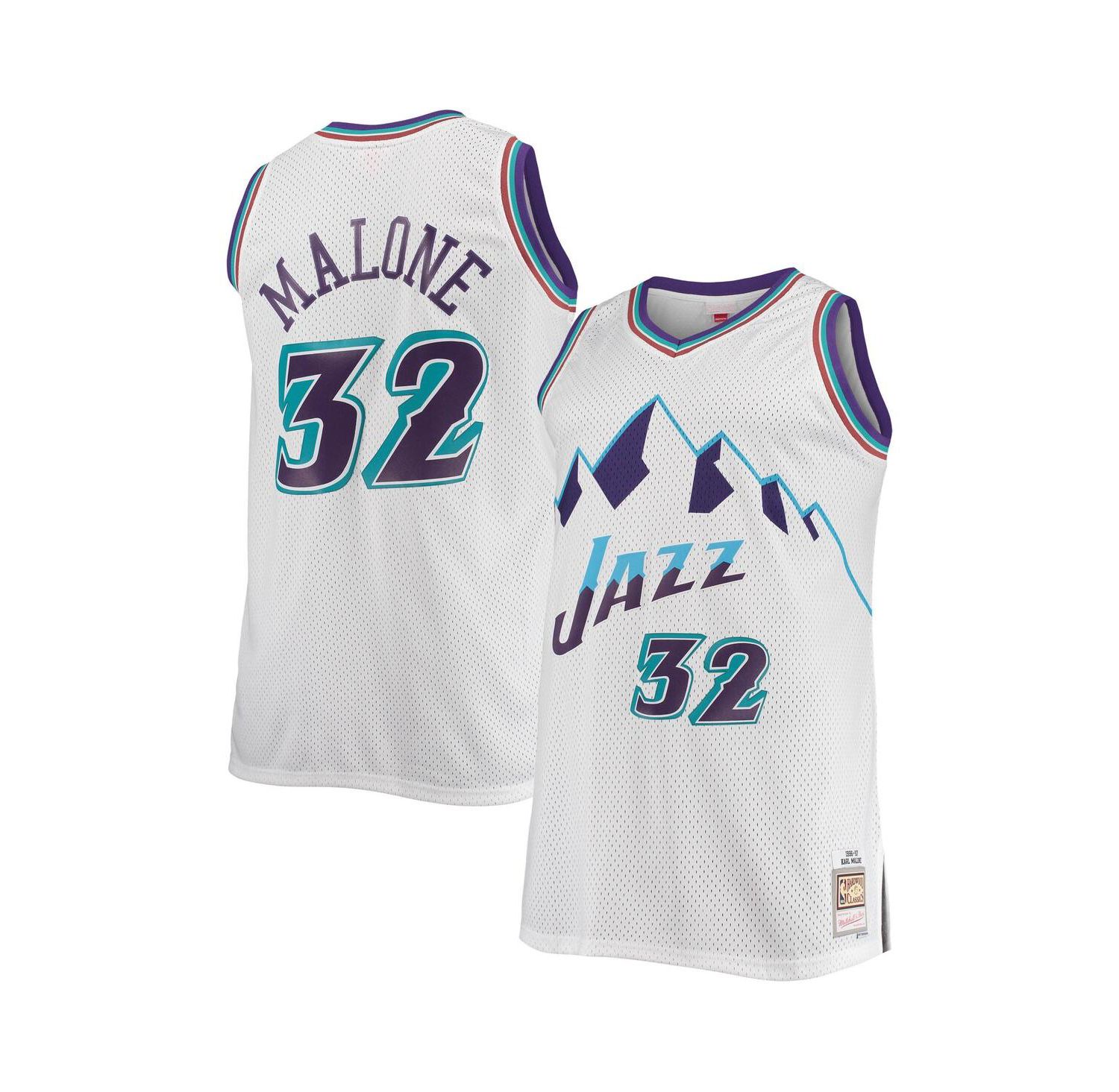 Men's Karl Malone White Utah Jazz Big and Tall Hardwood Classics Jersey