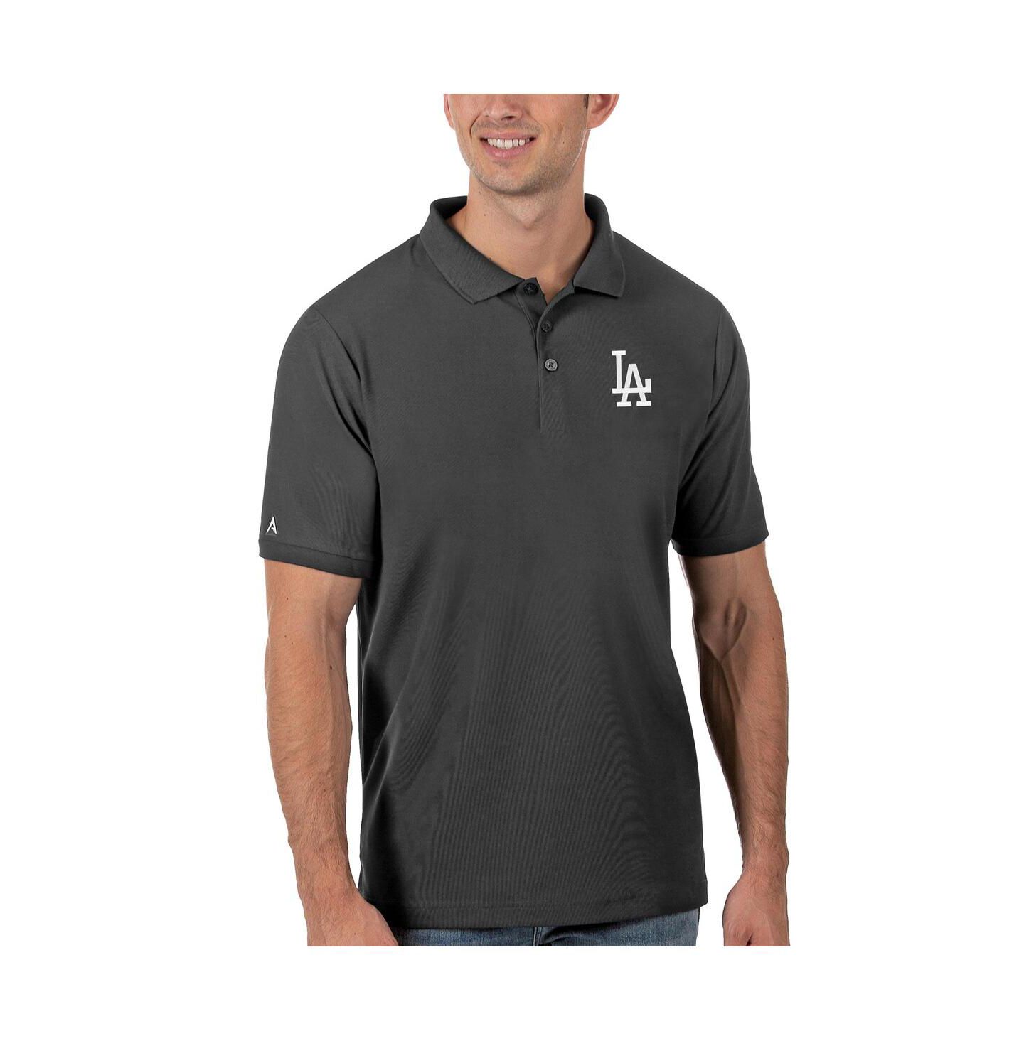 Мужское поло Antigua Gray Los Angeles Dodgers Legacy Pique Polo Shirt — фото 1
