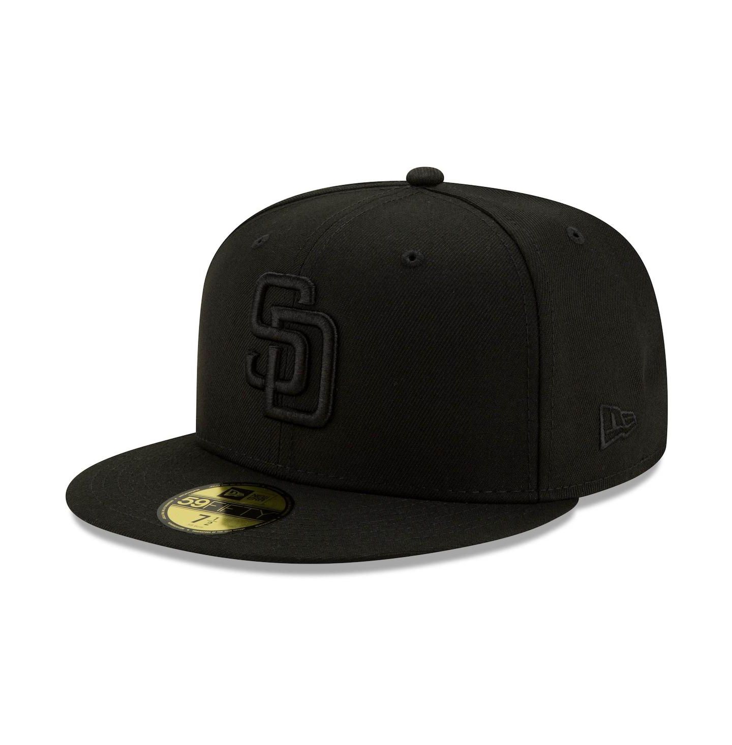 Мужская кепка New Era Black San Diego Padres Black on Black 59FIFTY Fitted Hat — фото 1