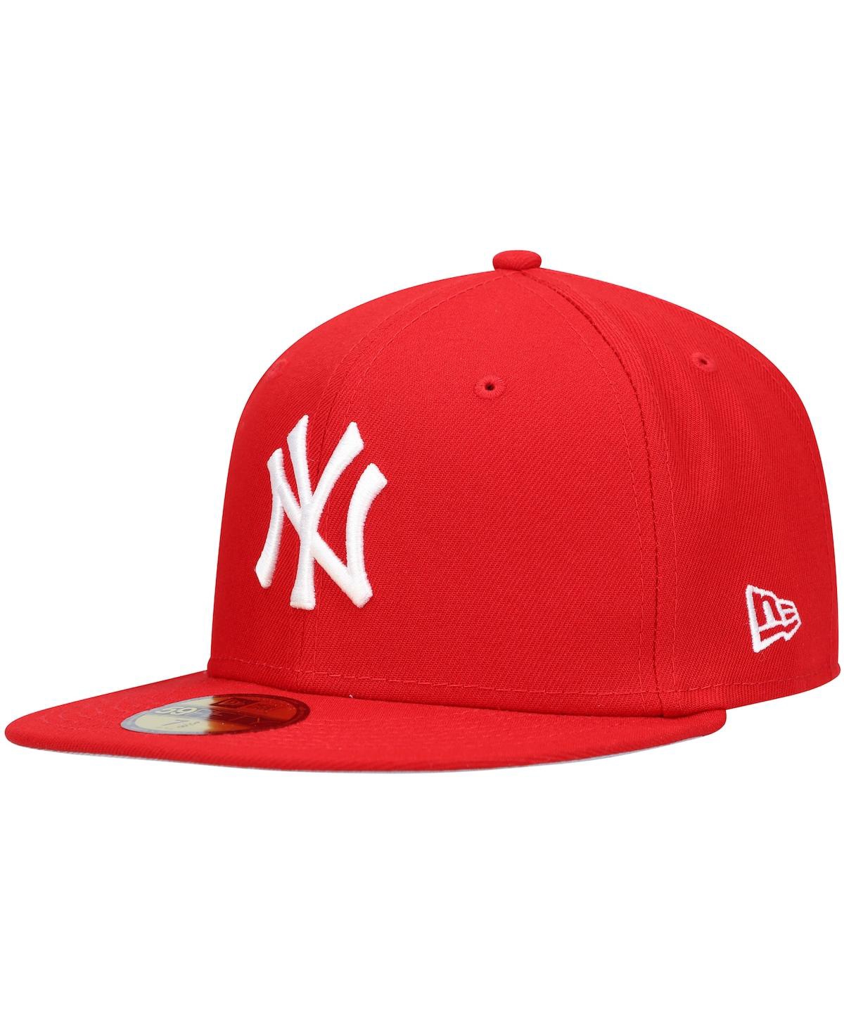 Men's Red New York Yankees Logo White 59FIFTY Fitted Hat - Red