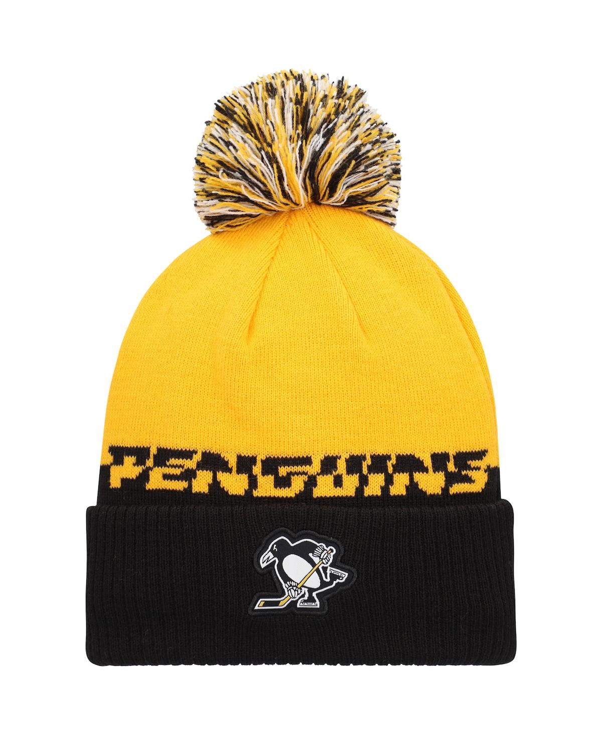 Shop Adidas Originals Men's Yellow, Black Pittsburgh Penguins Cold.rdy Cuffed Knit Hat With Pom In Yellow,black