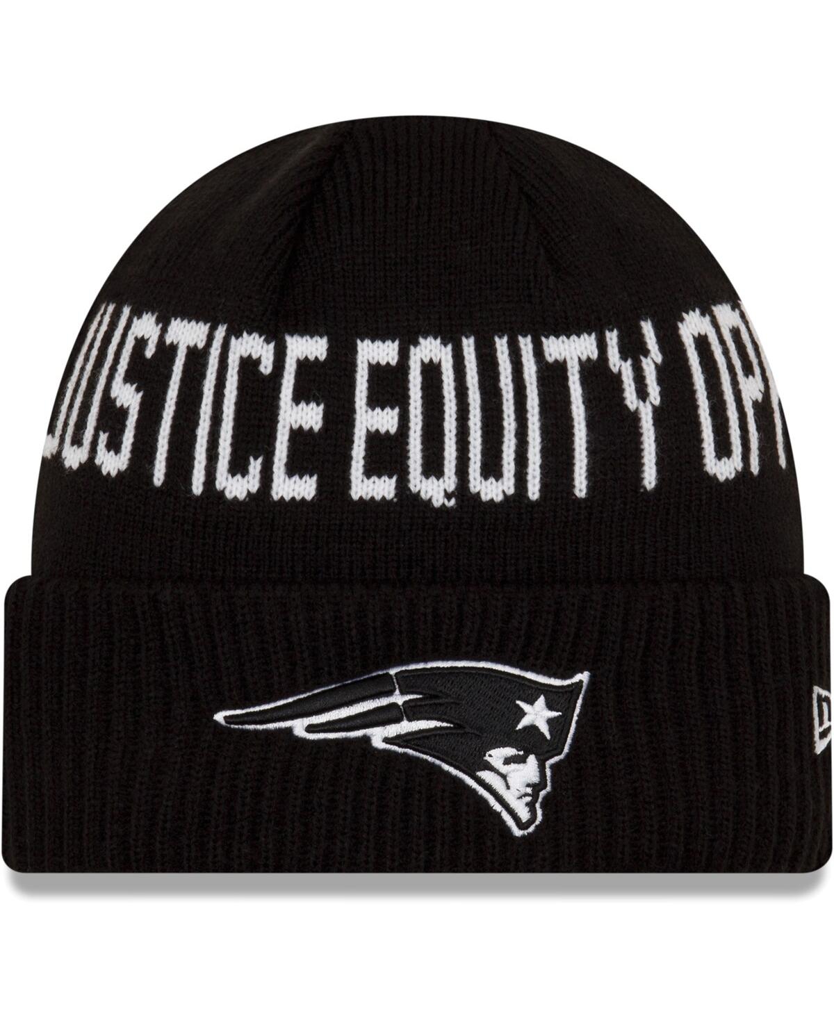 Shop New Era Big Boys And Girls Black New England Patriots Social Justice Cuffed Knit Hat