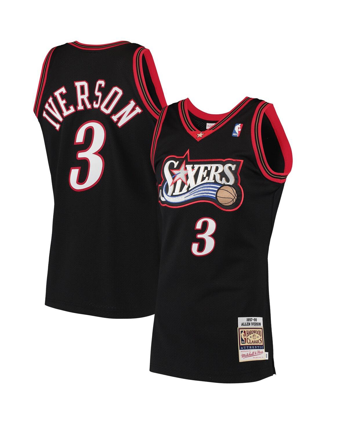 Men's Allen IversonPhiladelphia 76ers 1997 Hardwood Classics Authentic Jersey - Black