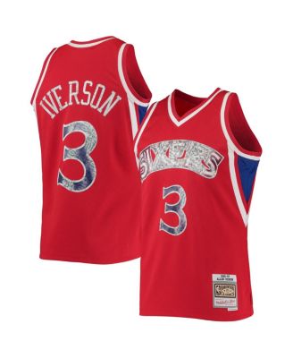 Men's Allen Iverson Red Philadelphia 76ers 1996-97 Hardwood Classics 75th Anniversary Diamond Swingman Jersey