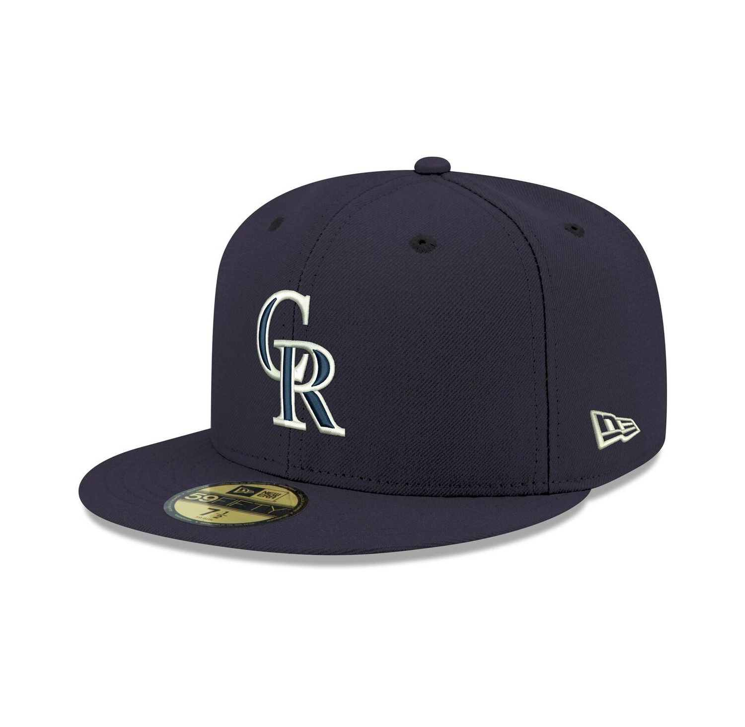 Men's Navy Colorado Rockies Logo White 59FIFTY Fitted Hat