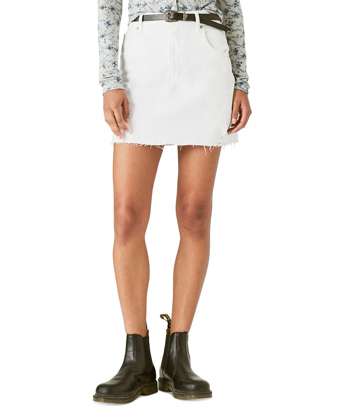 White denim deals cutoff skirt