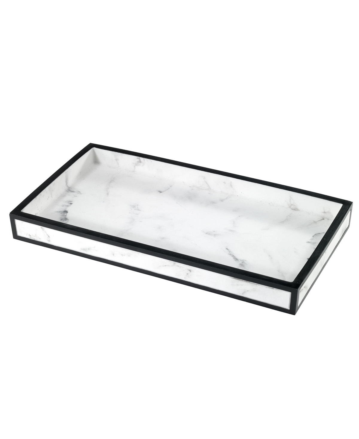 Jasper Framed Marble-look Resin Bathroom Tray - White, Black