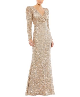 MAC DUGGAL Sequined Evening Gown