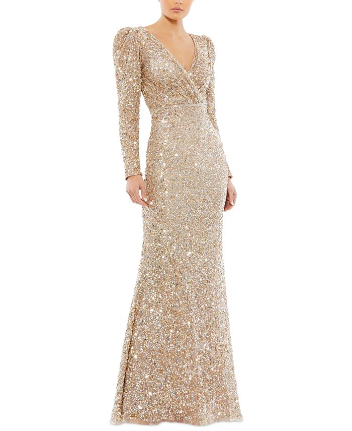 MAC DUGGAL Sequined Evening Gown Macy s