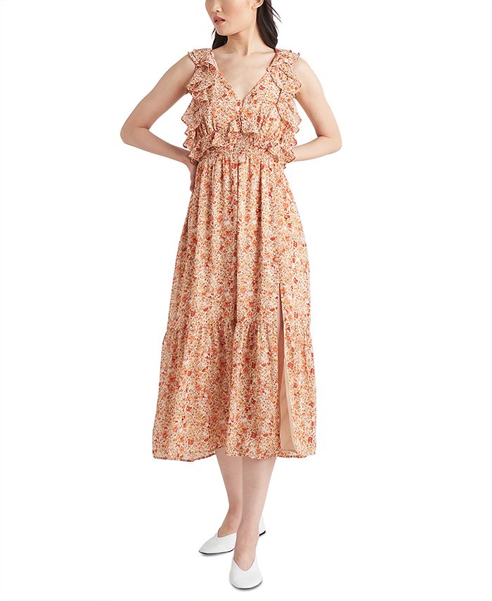 Black Tape Printed Tie-Back Ruffled Maxi Dress - Macy's